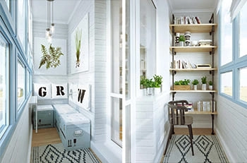 Каменный ламинат в отделке балкона
